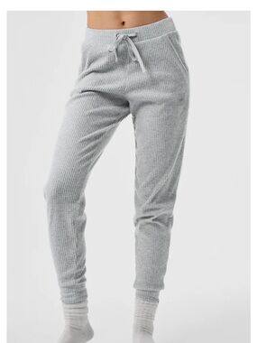ALO Yoga Muse Sweatpants Ribbed Drawstring Joggers in Athletic Heather Gray